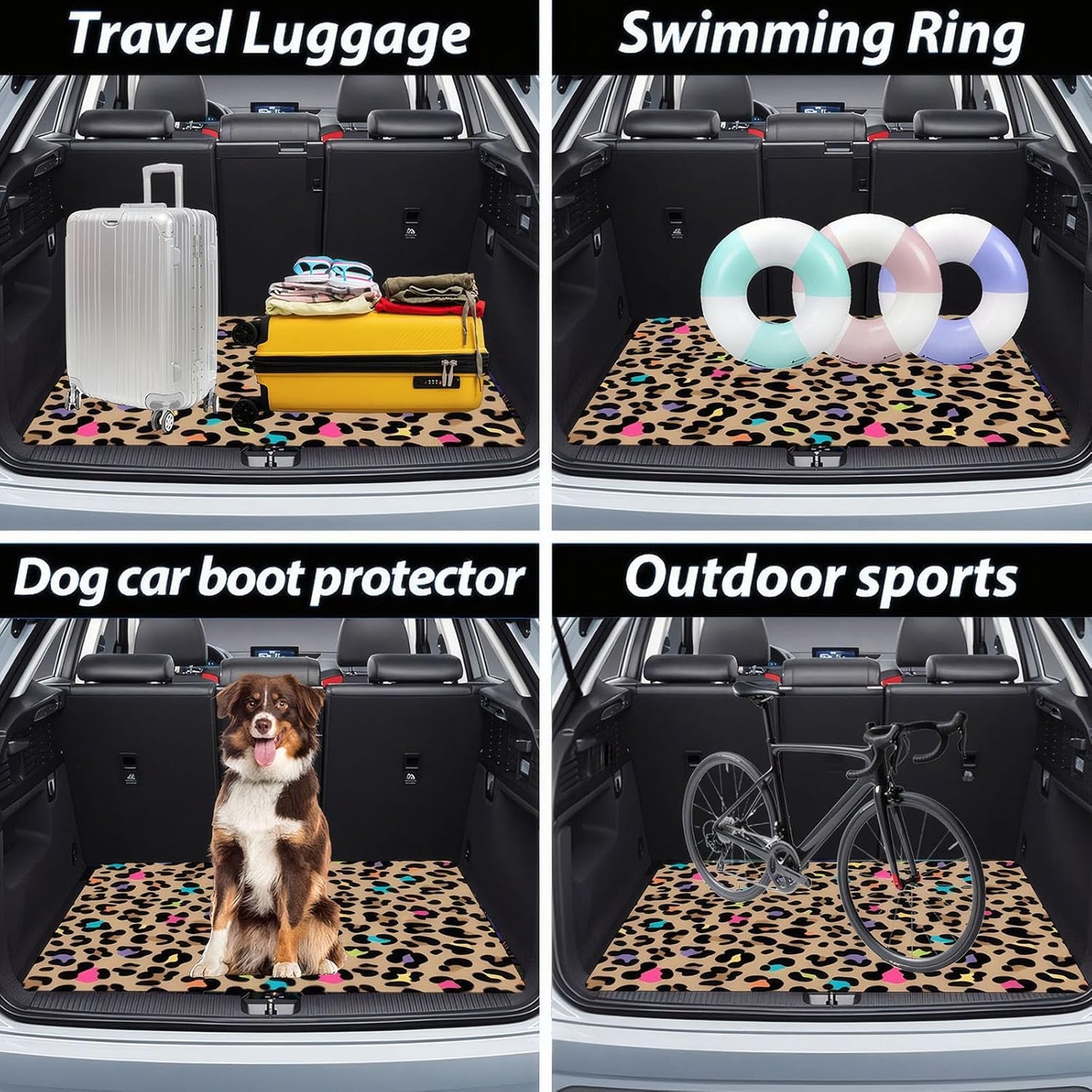 Universal Car Trunk Mat 29" x 39",Purple Colorful Flowers All Weather Trunk Protection Cargo Liner, Durable Cargo Mat Rear Trunk Liner,Stylish Vehicle Interior Accessories Suitable for Most Car Models
