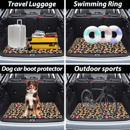 Universal Car Trunk Mat 29" x 39",Purple Colorful Flowers All Weather Trunk Protection Cargo Liner, Durable Cargo Mat Rear Trunk Liner,Stylish Vehicle Interior Accessories Suitable for Most Car Models