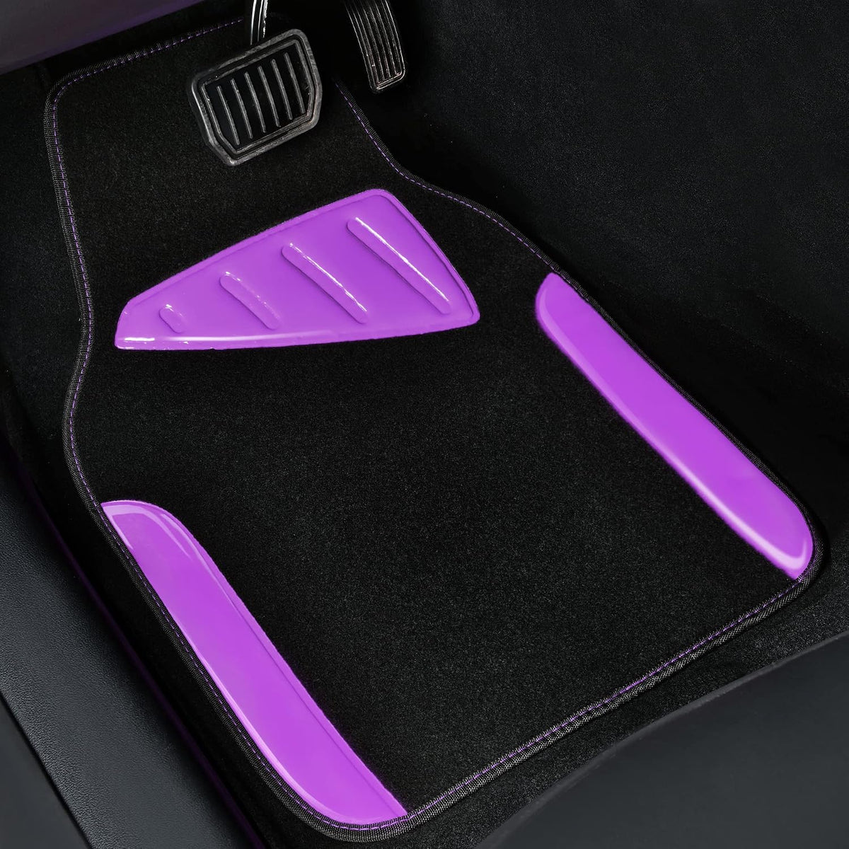 CAR PASS Waterproof Universal Fit Car Floor Mats, Faux Leather Car Carpet Mats, Black Car Mats with Anti-Slip Nibbs Backing & Driver Heel Pad Fit for SUV,Vans,sedans, Trucks,Set of 4pcs(All Black)