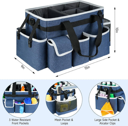 Cleaning Caddy,Cleaning Bag for Housekeepers,Cleaning Supplies Organizer with Handle,Black
