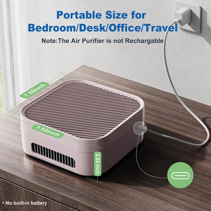 Air Purifiers for Home 600 Sq.Ft, TDBYWAE H13 True HEPA Air Purifier with USB Cable for Pets Dust Dander Pollen Odor Smoke, Small Portable Air Purifier for Bedroom Office Desktop Car RV