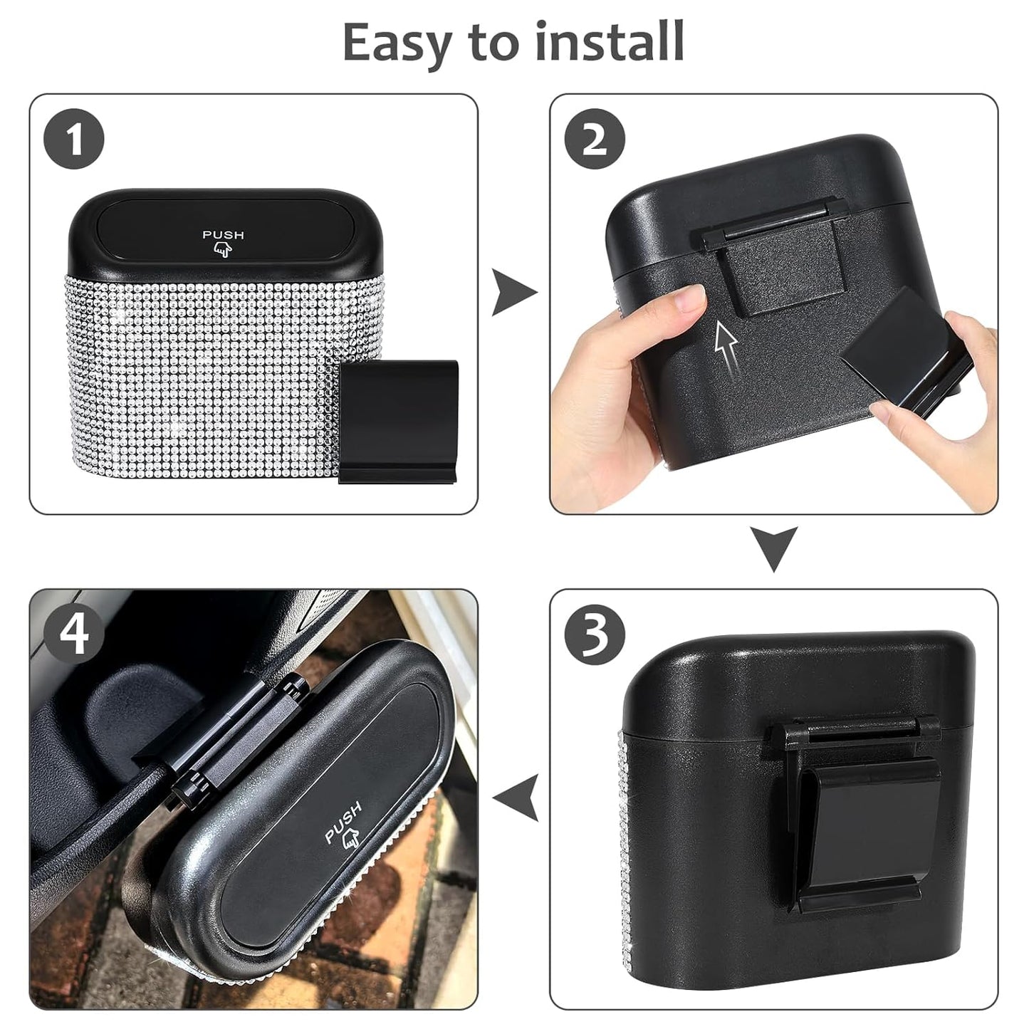 Accmor Car Trash Can with Lid, Leakproof Vehicle Garbage Organizer Holder Bin with 60 Pcs Trash Bags, Mini Auto Dustbin Interior Accessories Storage Container for SUV, Office, Home