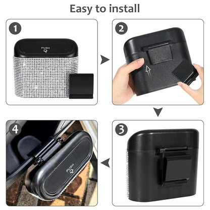 Accmor Car Trash Can with Lid, Leakproof Vehicle Garbage Organizer Holder Bin with 60 Pcs Trash Bags, Mini Auto Dustbin Interior Accessories Storage Container for SUV, Office, Home