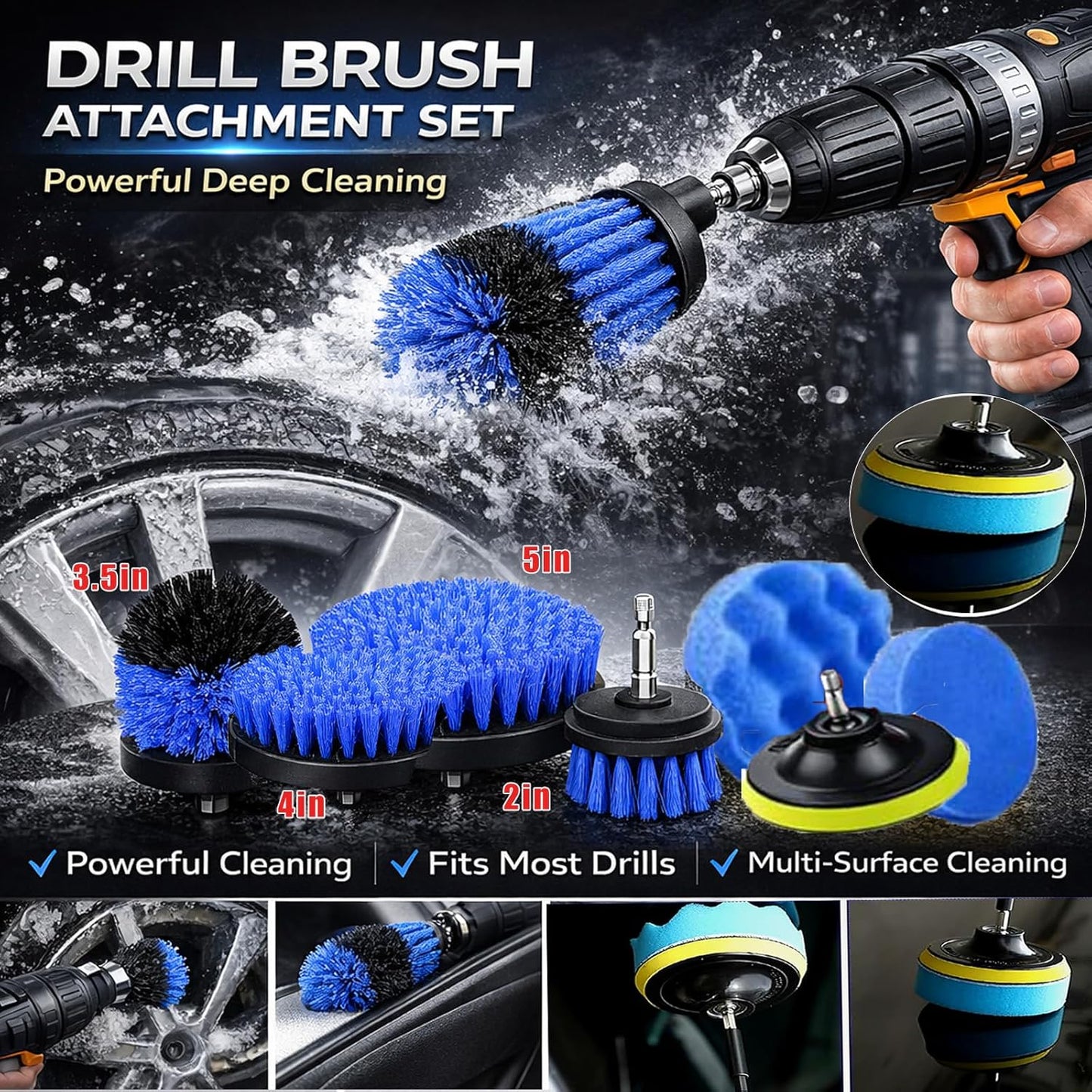 26Pcs Car Detailing Kit, Car Detailing Brush Set, Auto Detailing Drill Brush Set, Car Detailing Brushes, Car Wash Kit, Car Accessories For Men, Car Cleaning Tools Kit for Interior, Exterior, Wheels