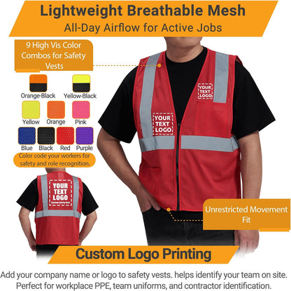 AYKRM 2 Pocket Mesh High Visibility Reflective Safety Vest for men & Women ANSI/ISEA 107 Standards