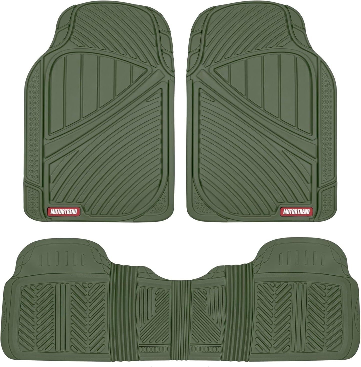 Motor Trend FlexTough Performance All Weather Rubber Car Floor Mats - 3 Piece Floor Mats Automotive Liners for Cars Truck SUV, Heavy-Duty Waterproof (Black)