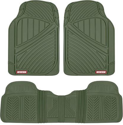 Motor Trend FlexTough Performance All Weather Rubber Car Floor Mats - 3 Piece Floor Mats Automotive Liners for Cars Truck SUV, Heavy-Duty Waterproof (Black)