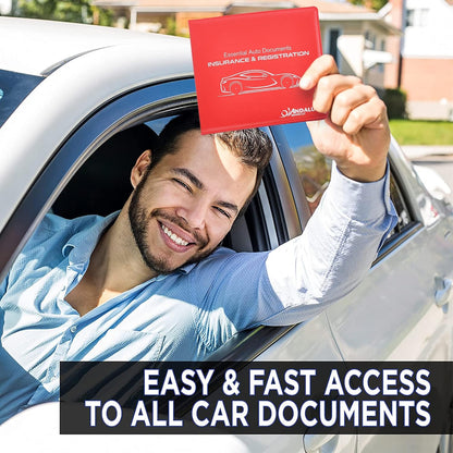 Andalus Auto Registration & Insurance Card Holder Pack of 2, Waterproof Essential Car Registration Holder with Hook & Loop Closure, Perfect for Every Vehicles Glove Boxes (White - 5 1/8" x 4 5/8")