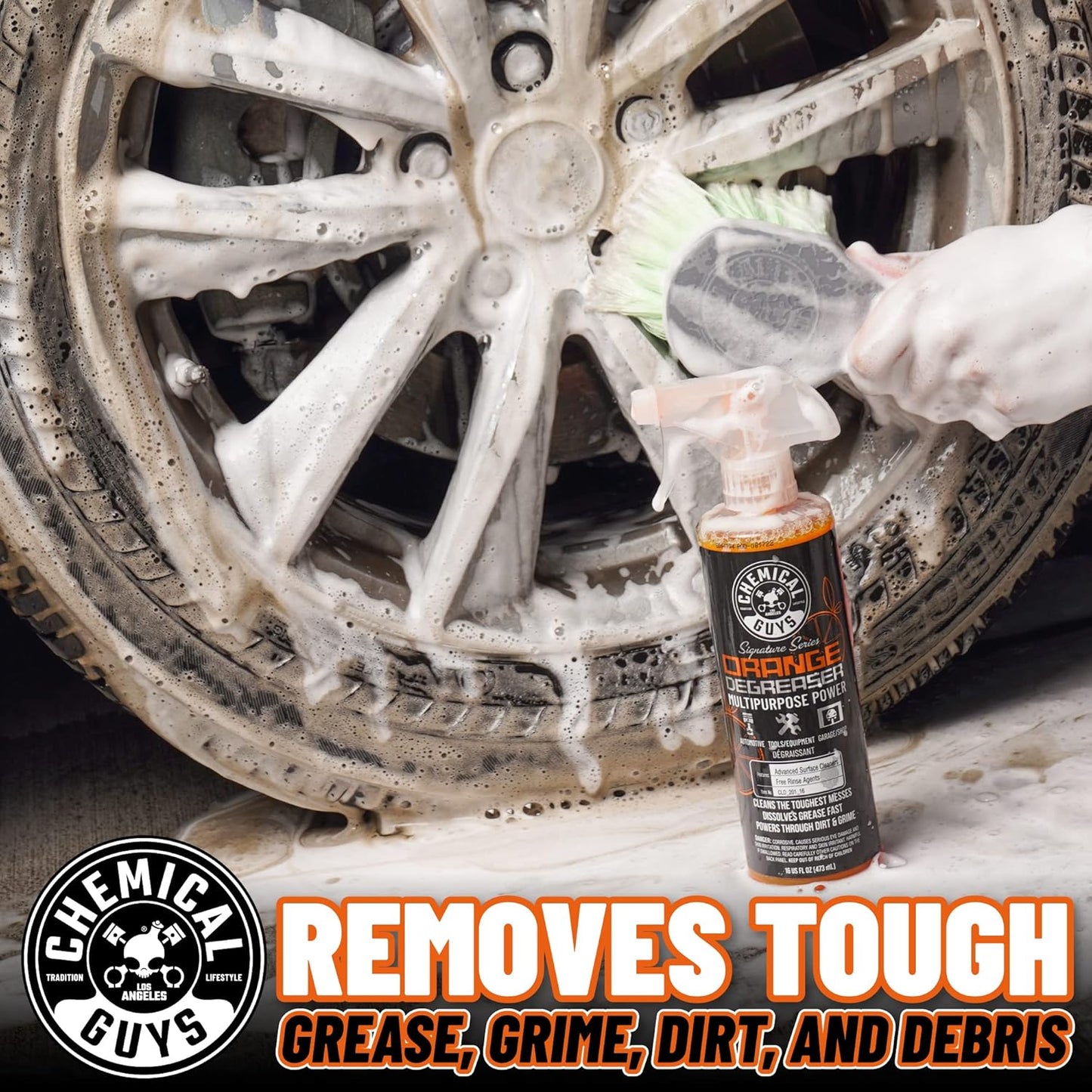 Chemical Guys Signature Series Orange Degreaser Spray - Heavy Duty All Purpose Cleaner for Engines, Tires, Undercarriages, Tools and More, Professional Strength, Breaks Down Grease, Oil & Grime, 16 oz