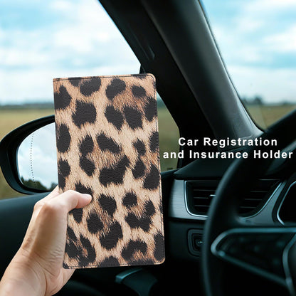 Car Registration and Insurance Holder, Premium Pu Leather Vehicle Glove Box Organizer - for Driver License, Cards & Essential Documents (L-Orange)
