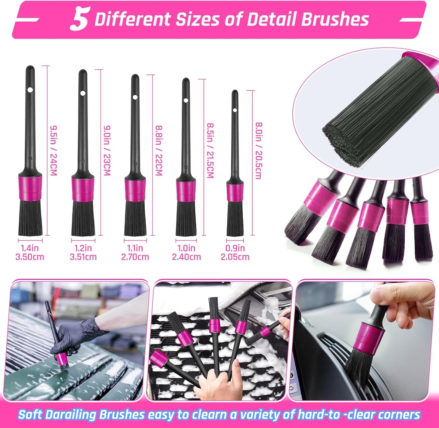 34PCS Car Detailing Brush Set, Car Detailing Kit, Car Detailing Brushes, Car Cleaning Kit, Car Windshield Cleaning Tool, Professional Car Care kit - Car Wash Brush kit for Interior Exterior Wheels