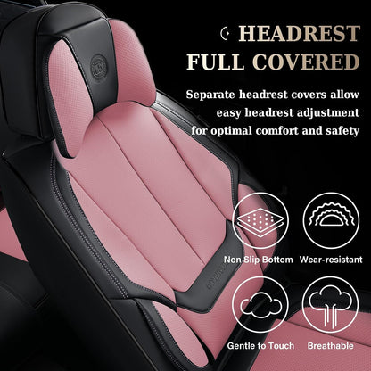 Coverado Seat Covers Full Set, Black Seat Covers for Cars 5 Seats, Car Seat Protector, Waterproof Nappa Leather Car Seat Cushion, Front and Rear Car Seat Cover Fit for Most Sedans SUV Pick-up Truck - Colors A