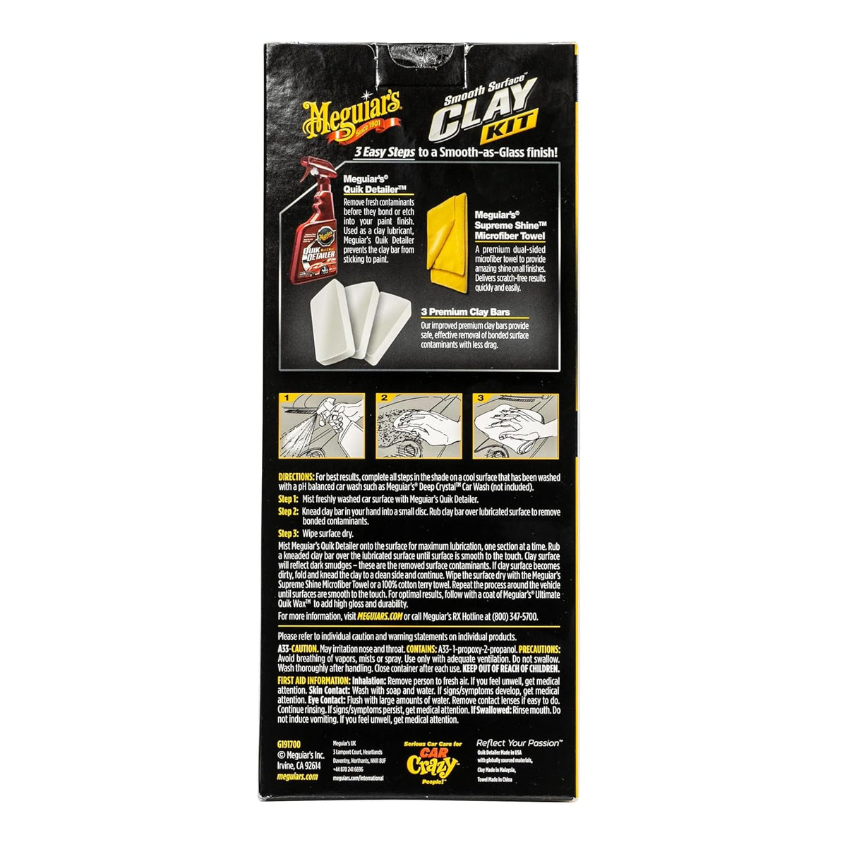 Meguiar's G191700 Smooth Surface Clay Kit, Safe and Easy Car Claying for Smooth as Glass Finish