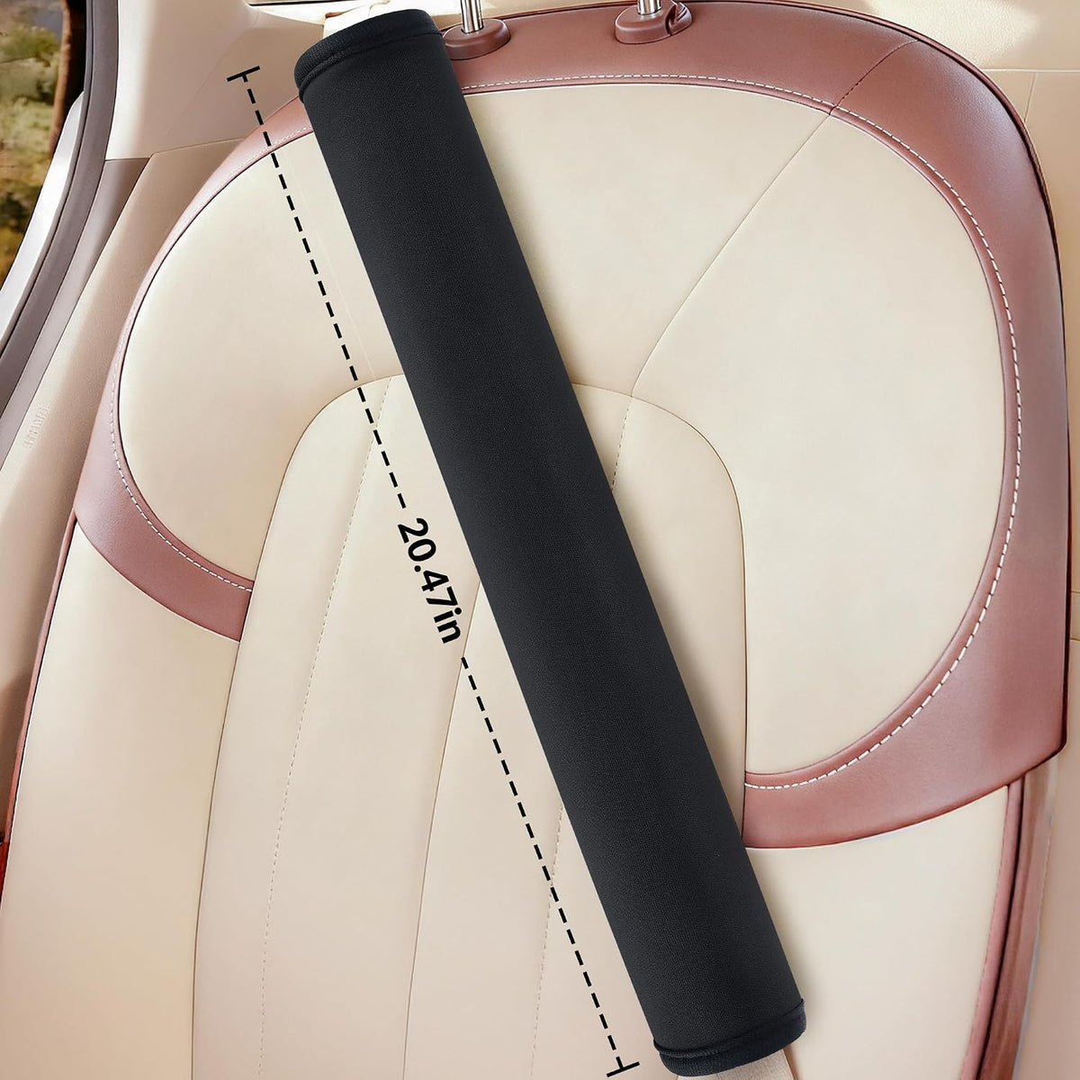 Extra Long Car Seat Belt Cover, 2Pack Waterproof Seatbelt Shoulder Pad for Comfortable Driving, Soft Seatbelt Strap Covers for Adults Kids Women & Men, Machine Washable, Grey