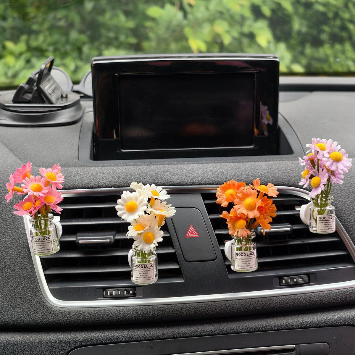 Set of 4 Cute Flower Bouquet Car Air Freshener Vent Clips, Mini Artificial Flowers for Car Air Vent Decoration, Auto Interior Dashboard Ornament Accessories