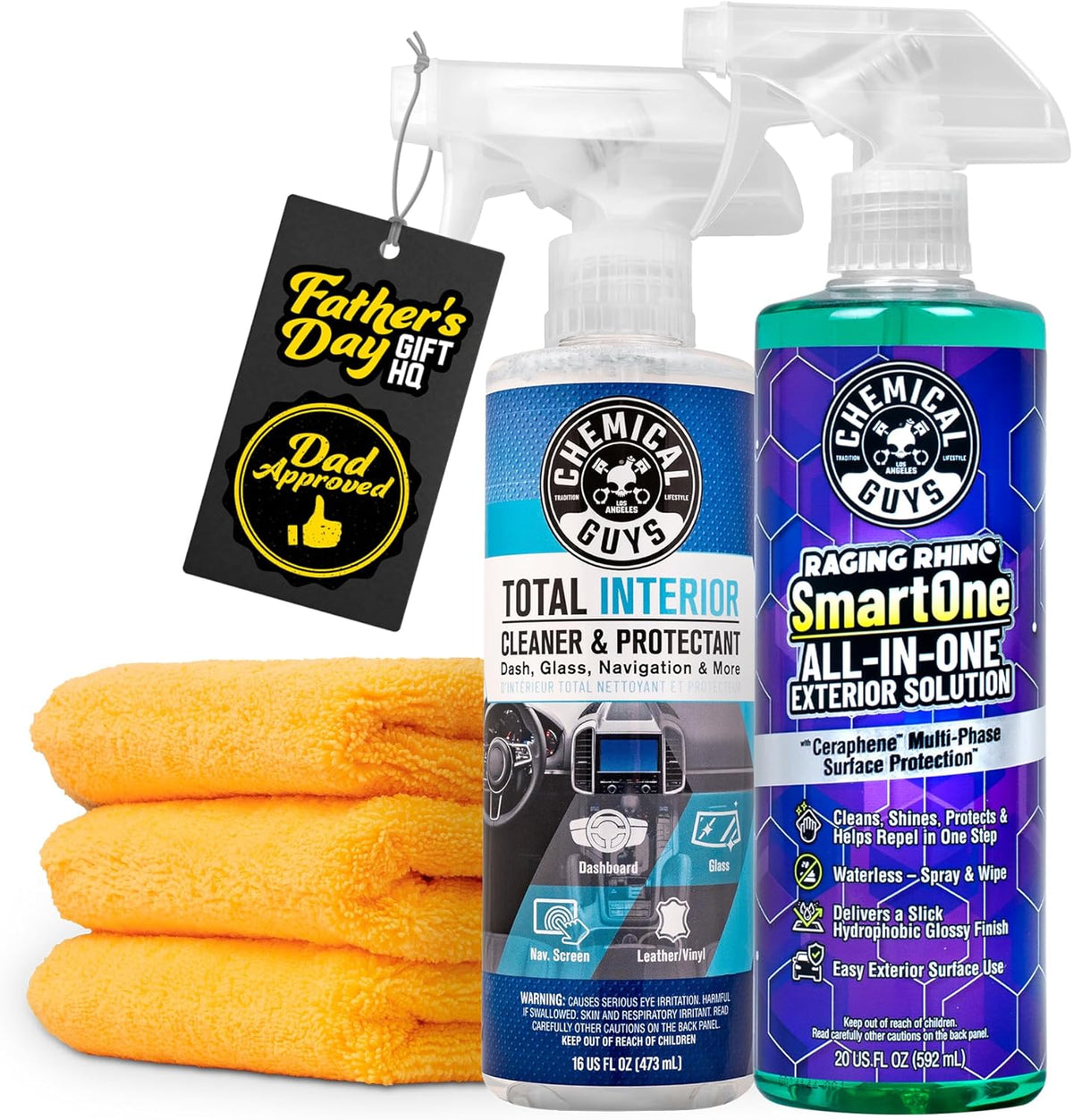 Chemical Guys Raging Rhino Waterless Car Wash And Quick Detailer Spray, No Rinse Exterior Cleaner For Paint, Glass, Wheels, Plastic, And Chrome, Spray And Wipe Shine, 20 Fl Oz