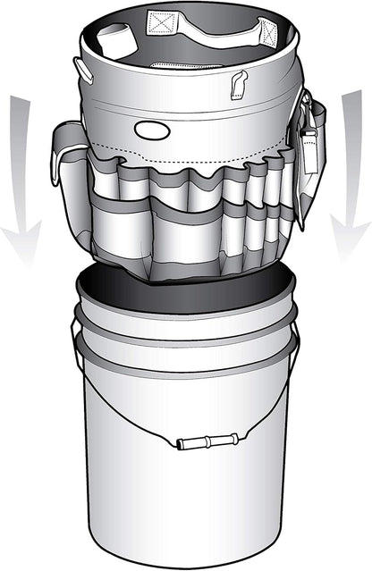 Bucket Boss Auto Boss Wash Boss Organizer for a 5 Gallon Bucket, with Fast-Drying, Exterior Mesh Pockets for Car Supplies, Allowing for Soap and Water in the Bucket, in Black, AB30060