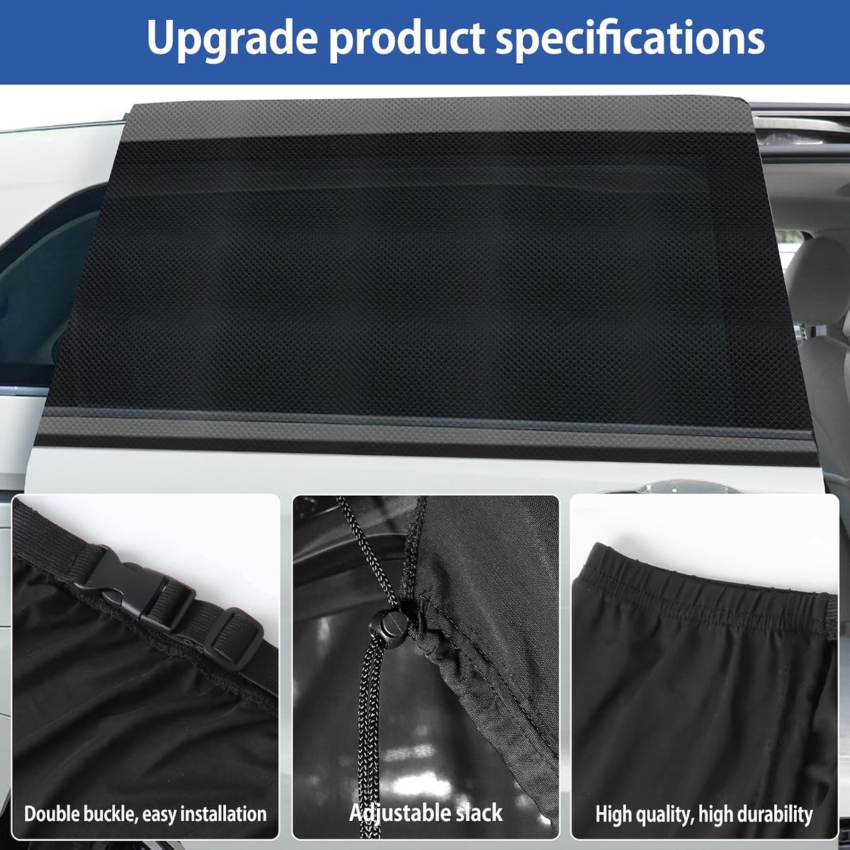 Car Window Shades(2 Pack)-Side Window Sun Shades, UV Protection Breathable Spandex Baby Window Covers, Universal Fit Most of Cars, Protect Privacy for Family-(27.2"x39.8"), Black