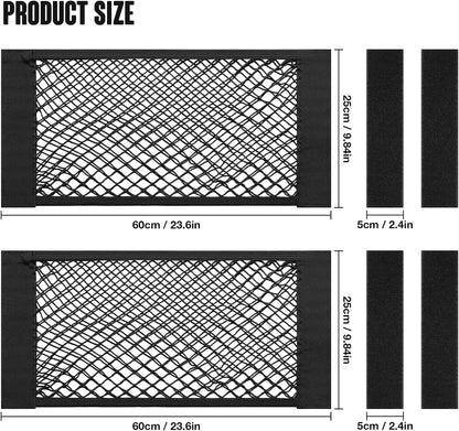 TOBWOLF Universal Mesh Cargo Net With Tape Stickers, 25x40cm / 9.8x15.7in, Elastic Car Storage Net, RV Netting Pocket, Wall Sticker Add-on Pouch Bag for Car Trunk