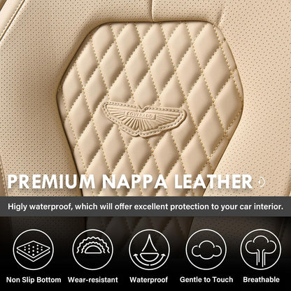 Coverado Seat Covers, Car Seat Covers Full Set, Black Car Seat Cover, Car Seat Covers Front Seats Back Seat Cover, Waterproof Car Seat Cushion, Leather Seat Covers Seat Protector Fit for Most Cars