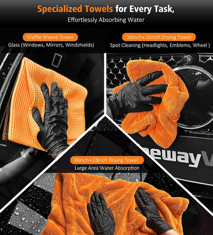 YeewayVeh 'Agile Giant' Car Drying Towel, 28x36 Inch Quick Car Wash Drying Towels, 1400 GSM Super Absorbent, Double Sided Microfiber Towels for Cars Effortless & Scratch-Free Detailing, Green
