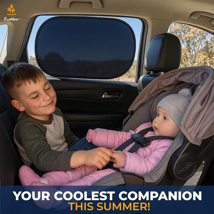 EcoNour Car Window Shades for Baby (4 Pack) | Protects Baby from Window Sun & Heat | Sun Shade Side Windows for Kids | Automotive Sun Protection from UV | Child Safety Accessories | Medium - 20"x12"