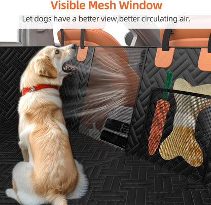 Back Seat Extender for Dogs,Hard Bottom Car Seat Cover for Dogs with Mesh Window,Waterproof Backseat Pet Cover Hard Bottom-Dog Car Seat Cover for Back Seat Dog Hammock for Car/SUV