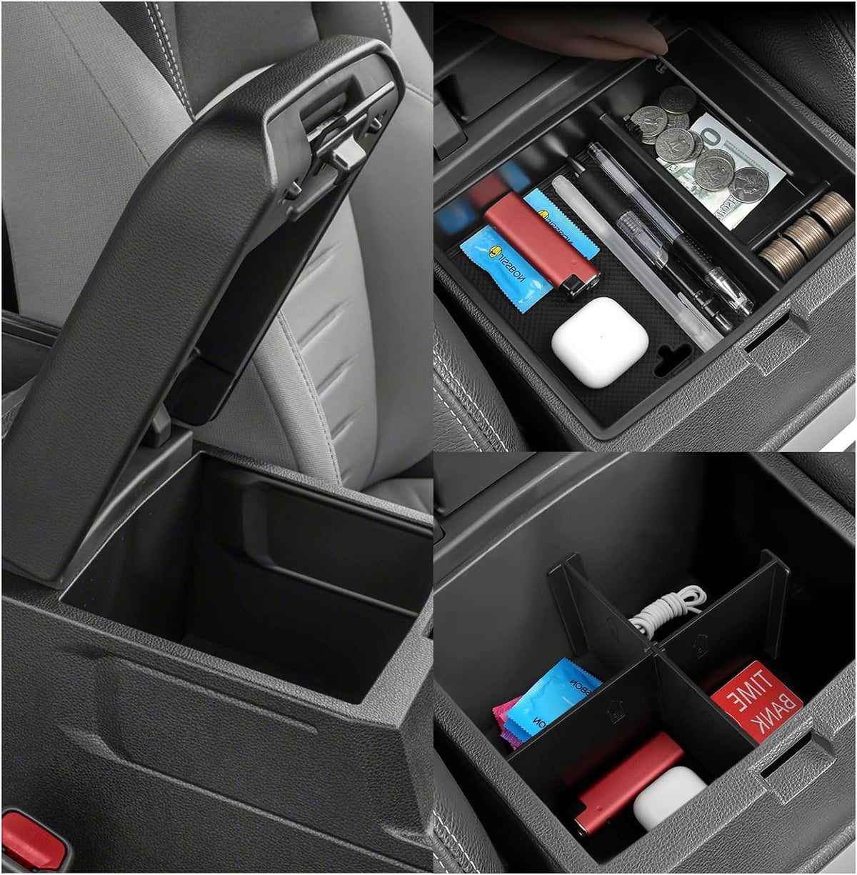 Glove Box Dividers Organizer Compatible with Toyota 2016-2020 2021 2022 2023 Tacoma Accessories Black ABS Material Center Console Organizer