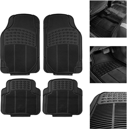 FH Group Automotive Floor Mats Solid ClimaProof for all weather protection Universal Fit Trimmable Heavy Duty fits most Cars, SUVs, and Trucks, 3pc Full Set Black