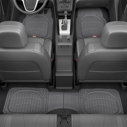Motor Trend FlexTough 4-Piece Heavy Duty Floor Mats for Cars Trucks SUVs, Automotive Floor Mats Car Mats Full Set Front, Rear & Cargo, Trim-To-Fit Semi-Custom Deep Dish All Weather Rubber Mats - Black