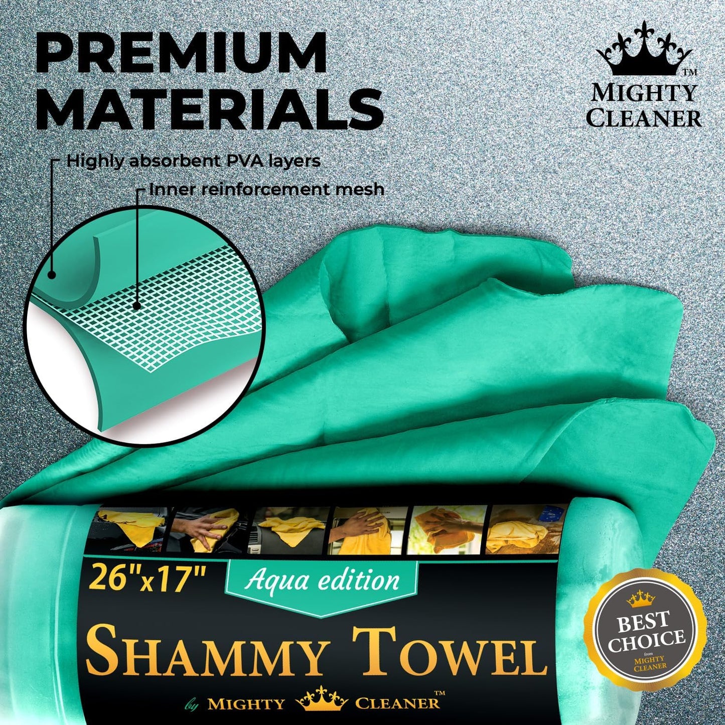 Premium 2pk +1 Free Shammy Cloth for Car Drying - 26"x17" - Super Absorbent Chamois Towel - Scratch-Free, Reusable & Soft Wash Cloth - Car Drying Towels