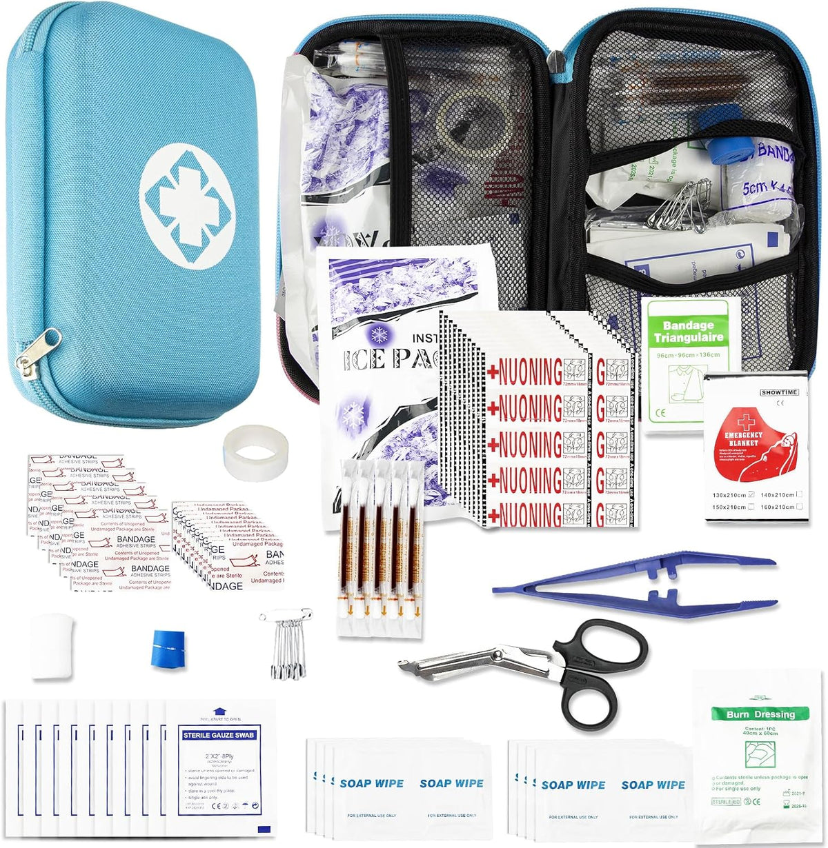 Car First Aid Kits 275Pcs Survival Gear Home Travel Size Small Emergency Kit Tactical Hiking EVA Camping Essentials Backpack Sports Office Boat Urgent Accident