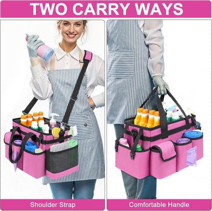 Cleaning Caddy,Cleaning Bag for Housekeepers,Cleaning Supplies Organizer with Handle,Black