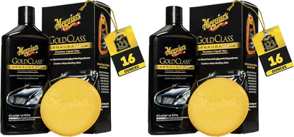 Meguiar's Gold Class Carnauba Plus Premium Liquid Wax Kit, Car Detailing Kit with a Pure Carnauba Wax Blend and a Foam Applicator Pad for Keeping Glossy Paint Protected Like a Pro, 16 Oz Bottle