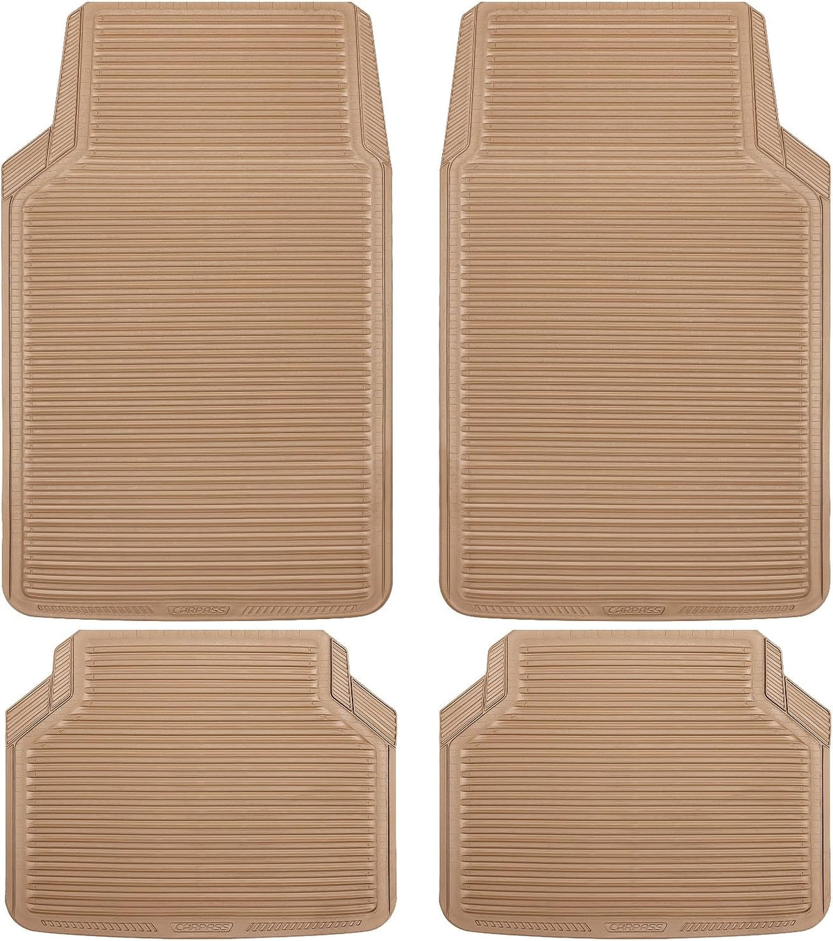 CAR PASS Rubber Floor Mats, All Weather Full Set 4-Piece, Waterproof Automotive Mats Trim to Fit Most Cars Sedans SUVs Vans, Heavy Duty Anti-Slip Easy Clean, All Black