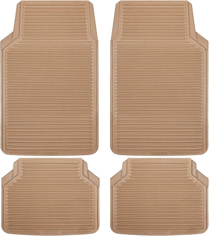 CAR PASS Rubber Floor Mats, All Weather Full Set 4-Piece, Waterproof Automotive Mats Trim to Fit Most Cars Sedans SUVs Vans, Heavy Duty Anti-Slip Easy Clean, All Black