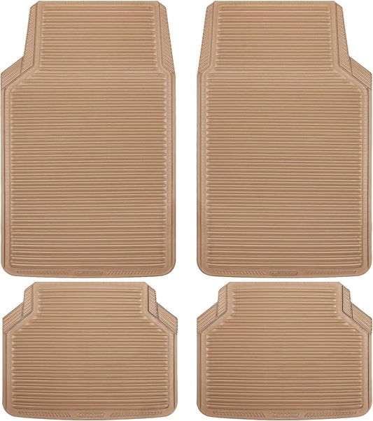 CAR PASS Rubber Floor Mats, All Weather Full Set 4-Piece, Waterproof Automotive Mats Trim to Fit Most Cars Sedans SUVs Vans, Heavy Duty Anti-Slip Easy Clean, All Black