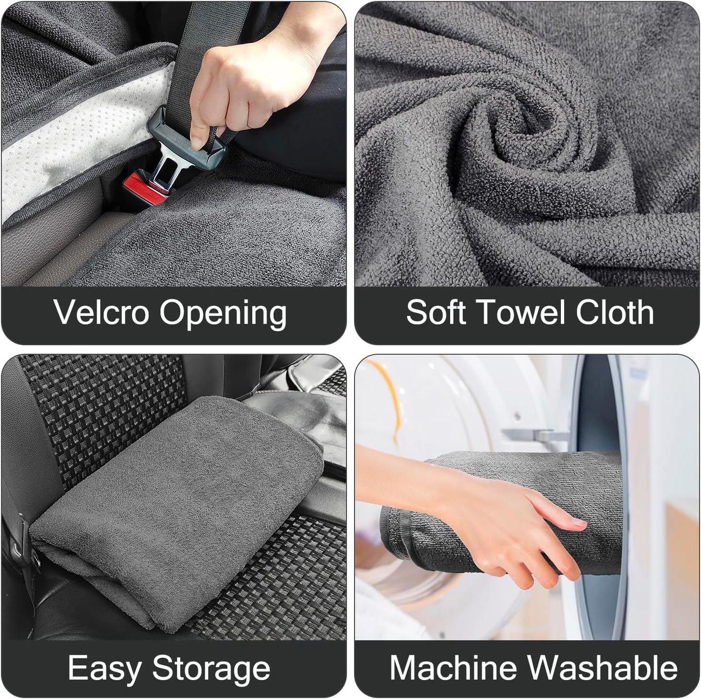 Waterproof Sweating Car Seat Cover for Post Gym Workout, Running, Swimming, Beach and Hiking, Universal Fit Non-Slip Towel Bucket Seat Protector for Cars SUV Trucks, Machine Washable (Grey)