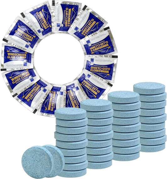 50 PCS Car Windshield Washer Fluid Concentrate Tablets, Windshield Wiper Fluid Concentrated Clean Tablets, Solid Effervescent Tablet Glass Cleaner for Car Truck SUV