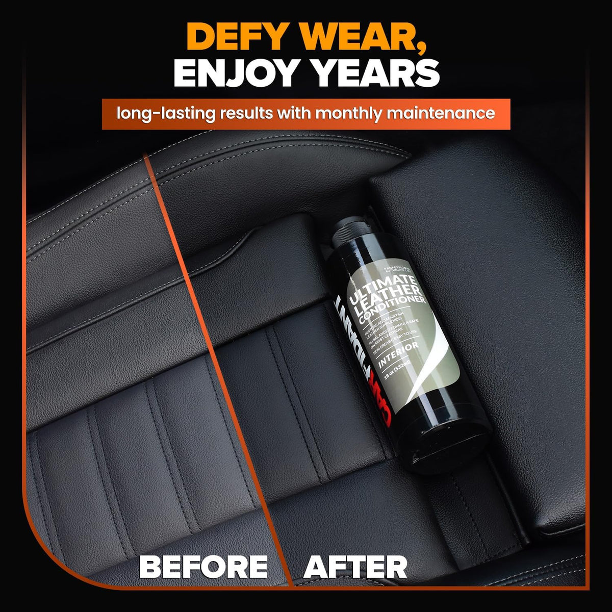 Leather Couch Conditioner & Restorer - Full Leather Restore & Conditioning Kit with Applicator Pad for Car Seats, Couch, Furniture, Shoe, Sofa, Bag & Purses - 18 fl. oz.