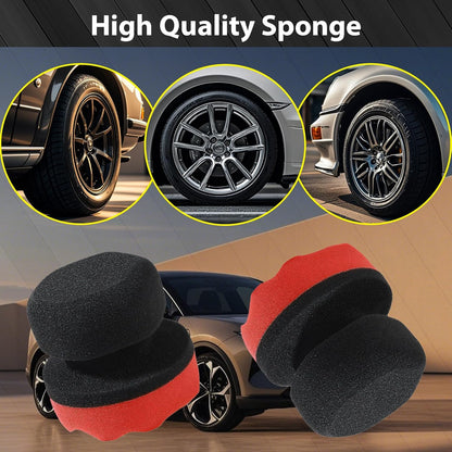 Tire Shine Applicator Pads, 2 Pcs Tire Dressing Applicator, Reusable Tire Shine Sponge Wave Contoured for Car Detailing, 3.15inch
