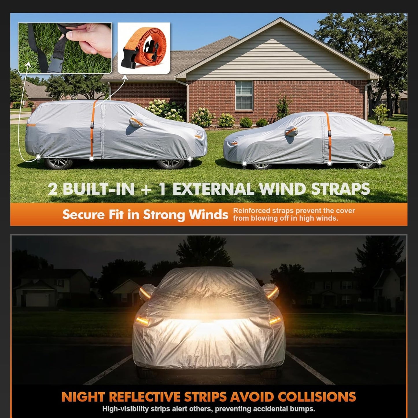 Car Cover Waterproof All-Weather,Heavy-Duty Outdoor Full Exterior Automobiles Sedan/Coupe (Length 186-193 inch) with Windshield Sun Shade Universal Fit Toyota Camry, Tesla Model 3, Accord etc