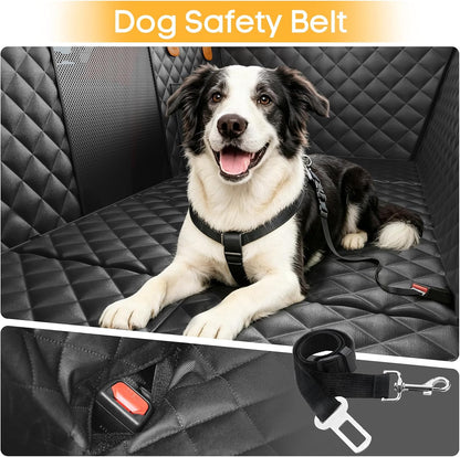 PETICON Back Seat Extender for Dogs, Hard Bottom Dog Car Seat Cover - Supports 400lbs, Rear Seat Pet Cover with Mesh Window, Waterproof Dog Hammock for Car SUV