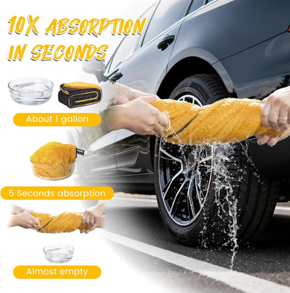 PUGPIU Microfiber Car Drying Towel Extra Large Super Absorbent 48"X24", 1400 GSM Flash Detail Car Wash Drying Towel Edgeless with Two Sided Soft Twisted-Loop, No Water Spots Streaks for Cars (Green)