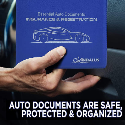 Andalus Auto Registration & Insurance Card Holder Pack of 2, Waterproof Essential Car Registration Holder with Hook & Loop Closure, Perfect for Every Vehicles Glove Boxes (White - 5 1/8" x 4 5/8")
