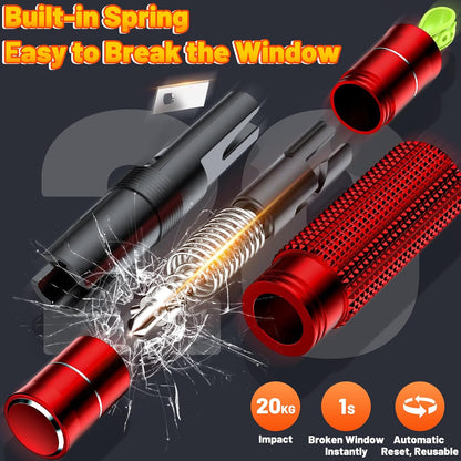 smosun Safehammer - Upgraded Safe Hammer Glass Breaker Under Water, Car Hammer Seatbelt Cutter Window Breaker Emergency Escape Tool, Safehammer Glass Breaker for New Cars (3PCS Red & Black & Silver)