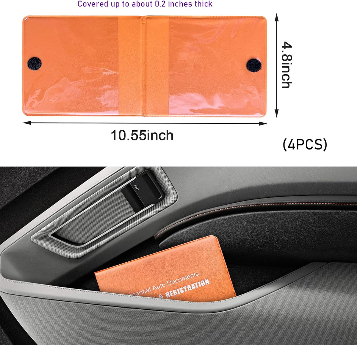 4 PCS Car Registration and Insurance Holder, Vehicle Glove Box Organizers with Closure for License Document, Auto Essential Paperwork Wallet Case Holder, Car Accessories (Black, Car Logo)
