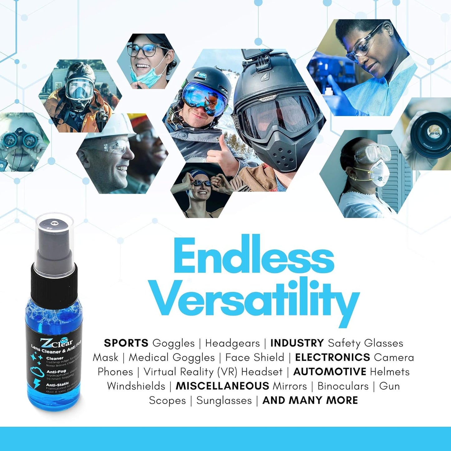 Z Clear 6oz Lens Cleaner Spray for Glasses + Microfiber Cloth | Cleans So Deep Lenses Stay Fog-Free 1-3 Days | Eyeglasses, Goggles, Mirrors, Windshields | Anti-Static, Streak-Free | USA