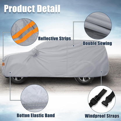 X AUTOHAUX SUV Car Cover for Chevrolet Tahoe 4 Door 2007-2024 Outdoor Waterproof Sun Rain Dust Wind Snow Protection 190T PU W/Driver Door Zipper Black