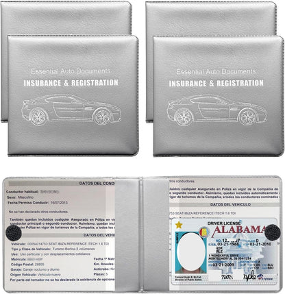 Yourkar 4PCS Car Registration Insurance Holder, Vehicle Glove Box Car Organizer with Magic Tape Closure, Driver License Keeper for Cars, Car Accessories (Big Car, Blue